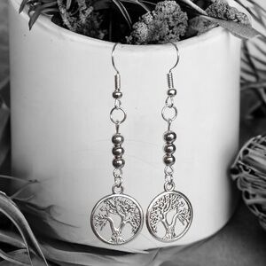 5 For $25💫Long Silver Filigree Tree of Life Earrings